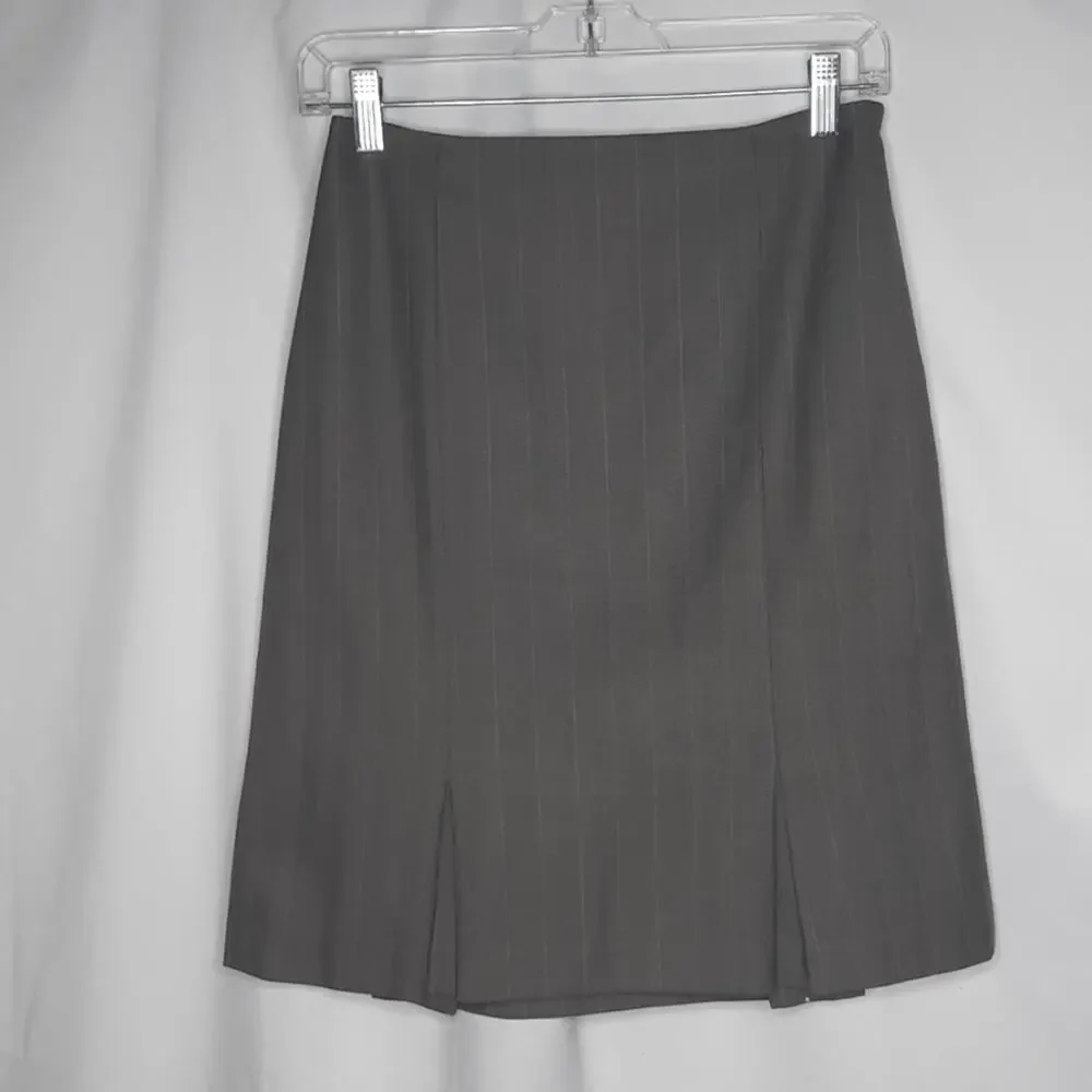 Ann Taylor Petites Pleated Hem Pencil Skirt Gray 4P